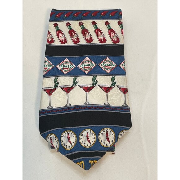 Tabasco Sauce neck tie 57" cocktail drink peppers time made USA silk - Picture 8 of 10
